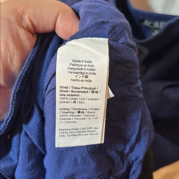 j.Crew Claudia blue linen dress with button accents size medium pockets - Picture 4 of 5